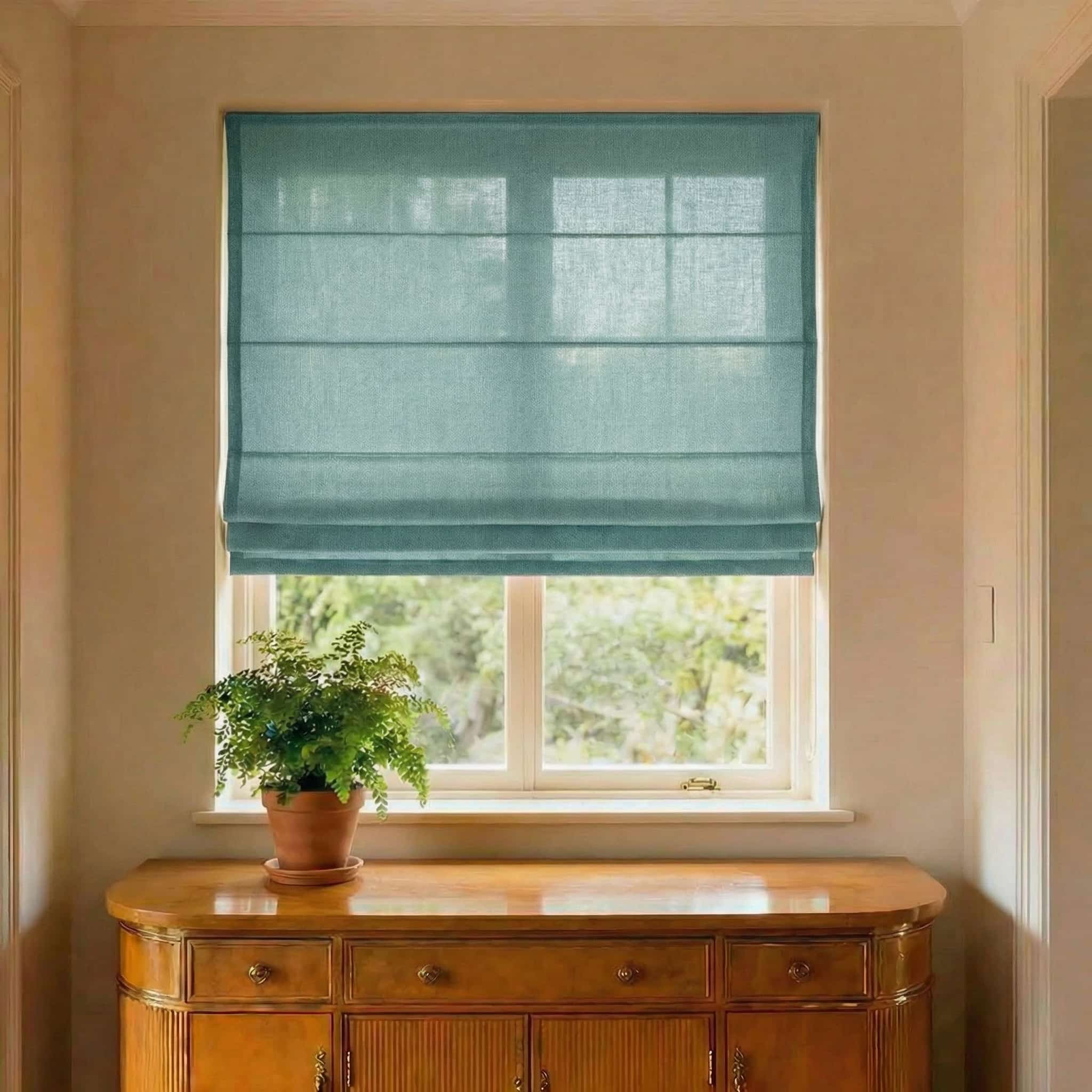 Custom Natural Breathable Light Filtering Linen Roman Shades | USdrapery