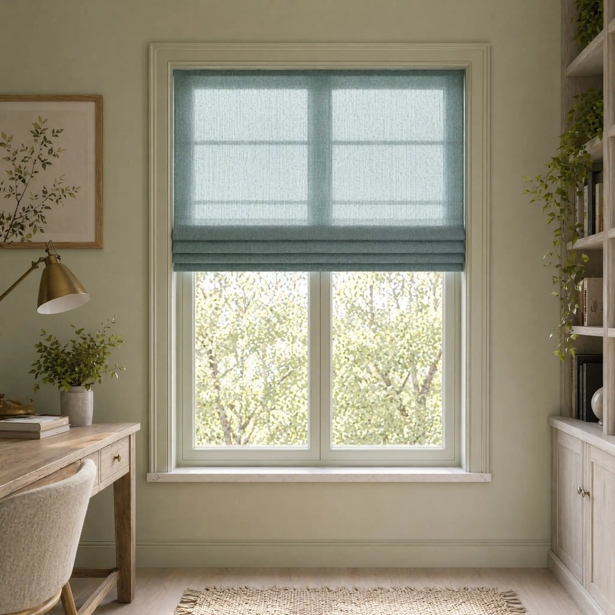 Custom Linen Cordless Roman Shades | USdrapery