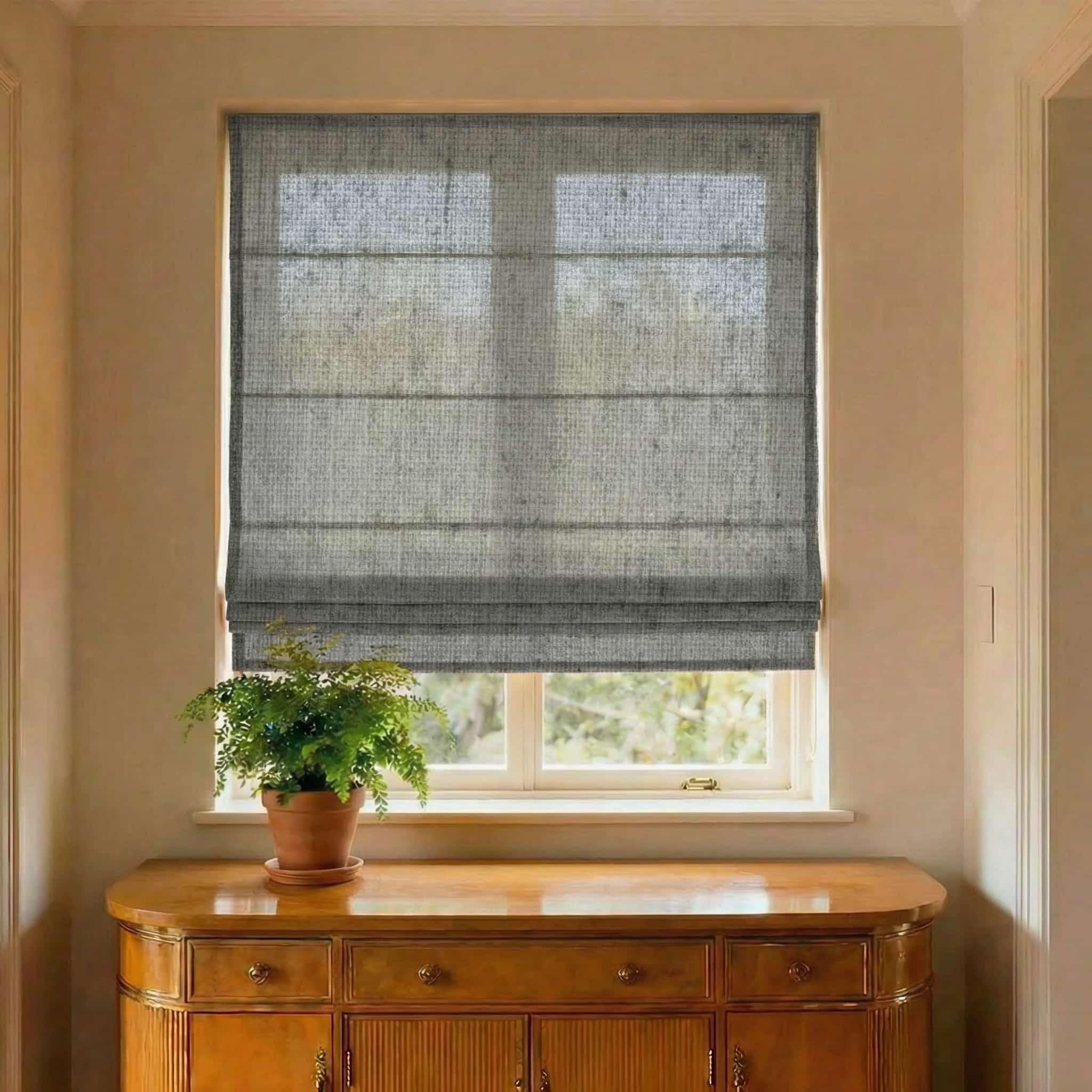 Custom Natural Breathable Light Filtering Linen Roman Shades | USdrapery