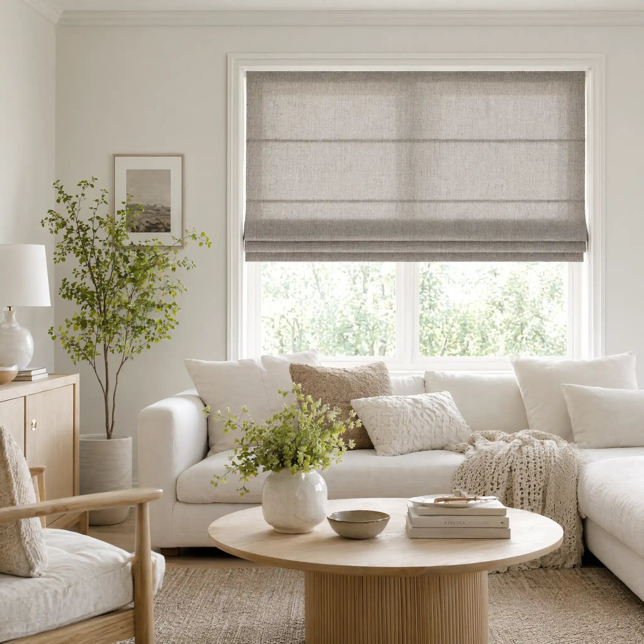 Custom Linen Cordless Roman Shades | USdrapery