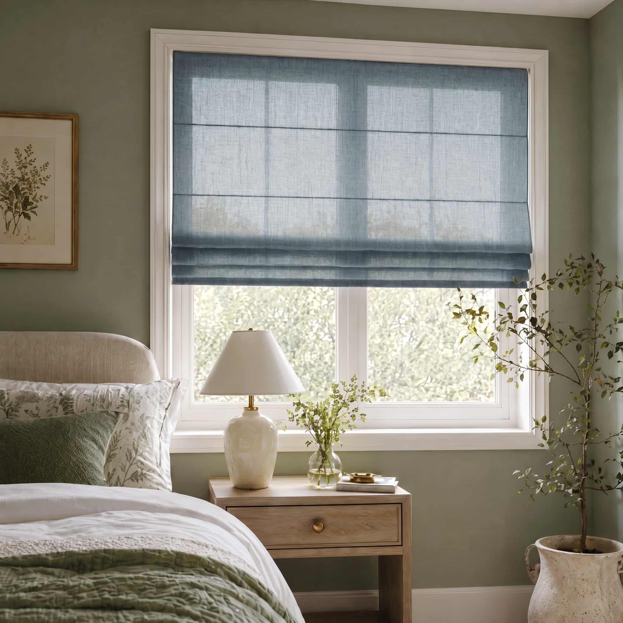 Custom Linen Cordless Roman Shades | USdrapery