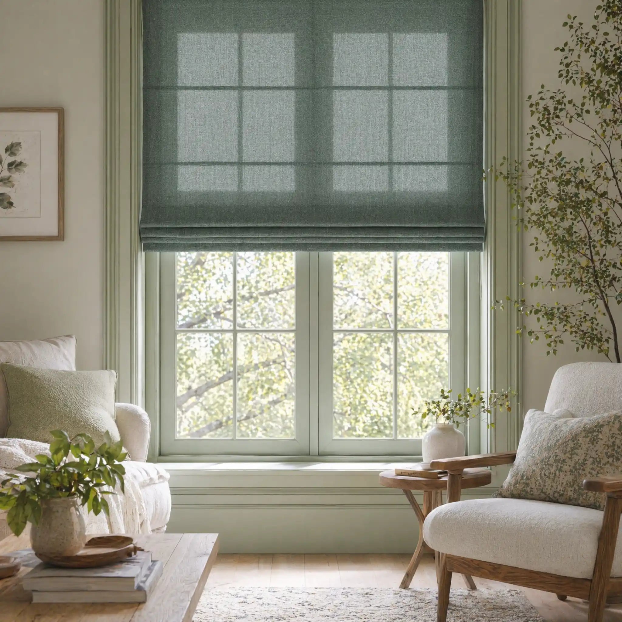 Custom Linen Cordless Roman Shades | USdrapery