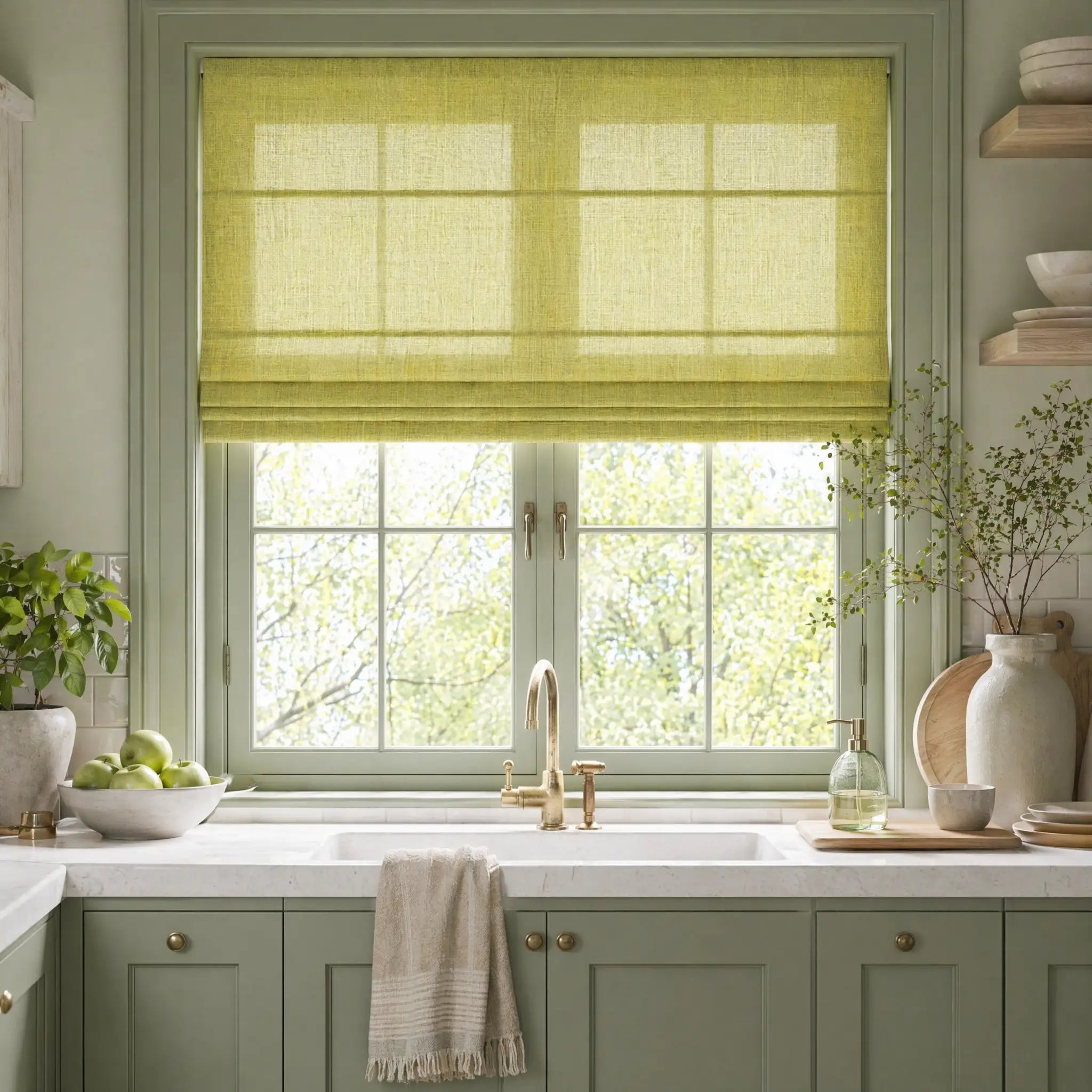 Custom Linen Cordless Roman Shades | USdrapery