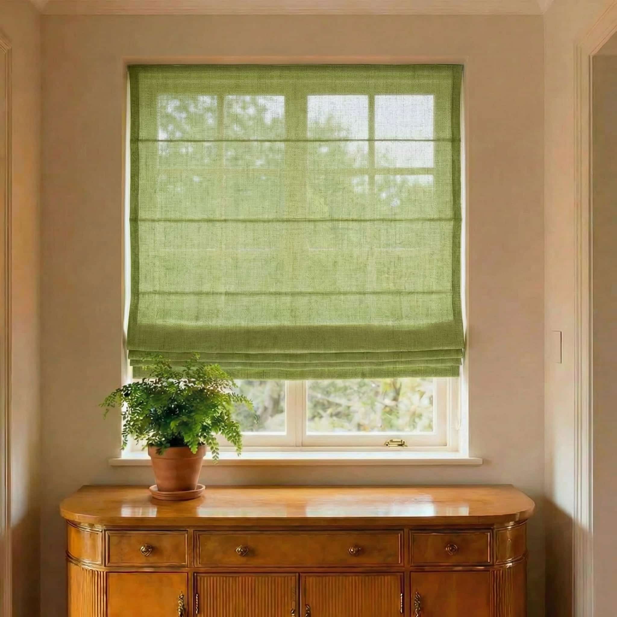 Custom Natural Breathable Light Filtering Linen Roman Shades | USdrapery