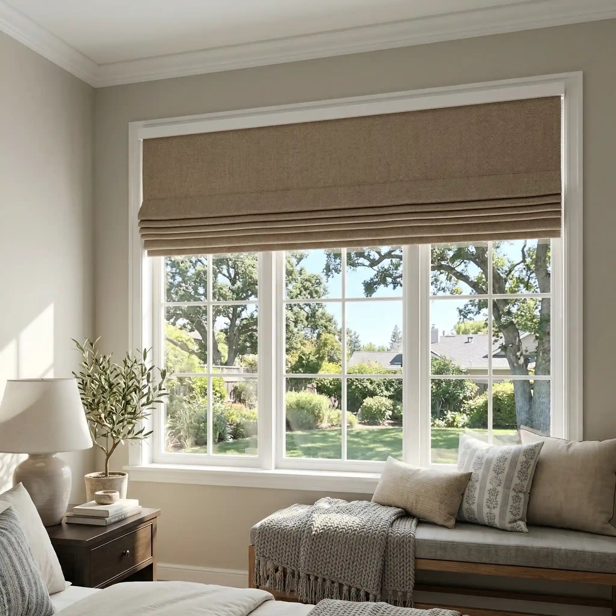 Custom Premium Linen 100% Blackout Roman Shades | USdrapery
