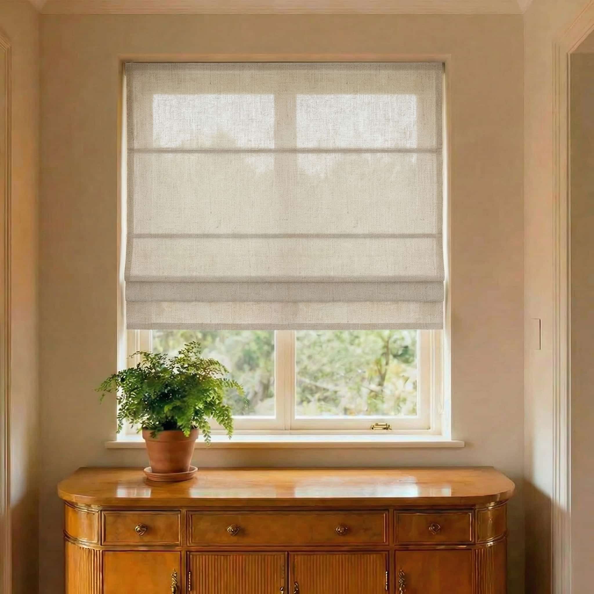 Custom Natural Breathable Light Filtering Linen Roman Shades | USdrapery