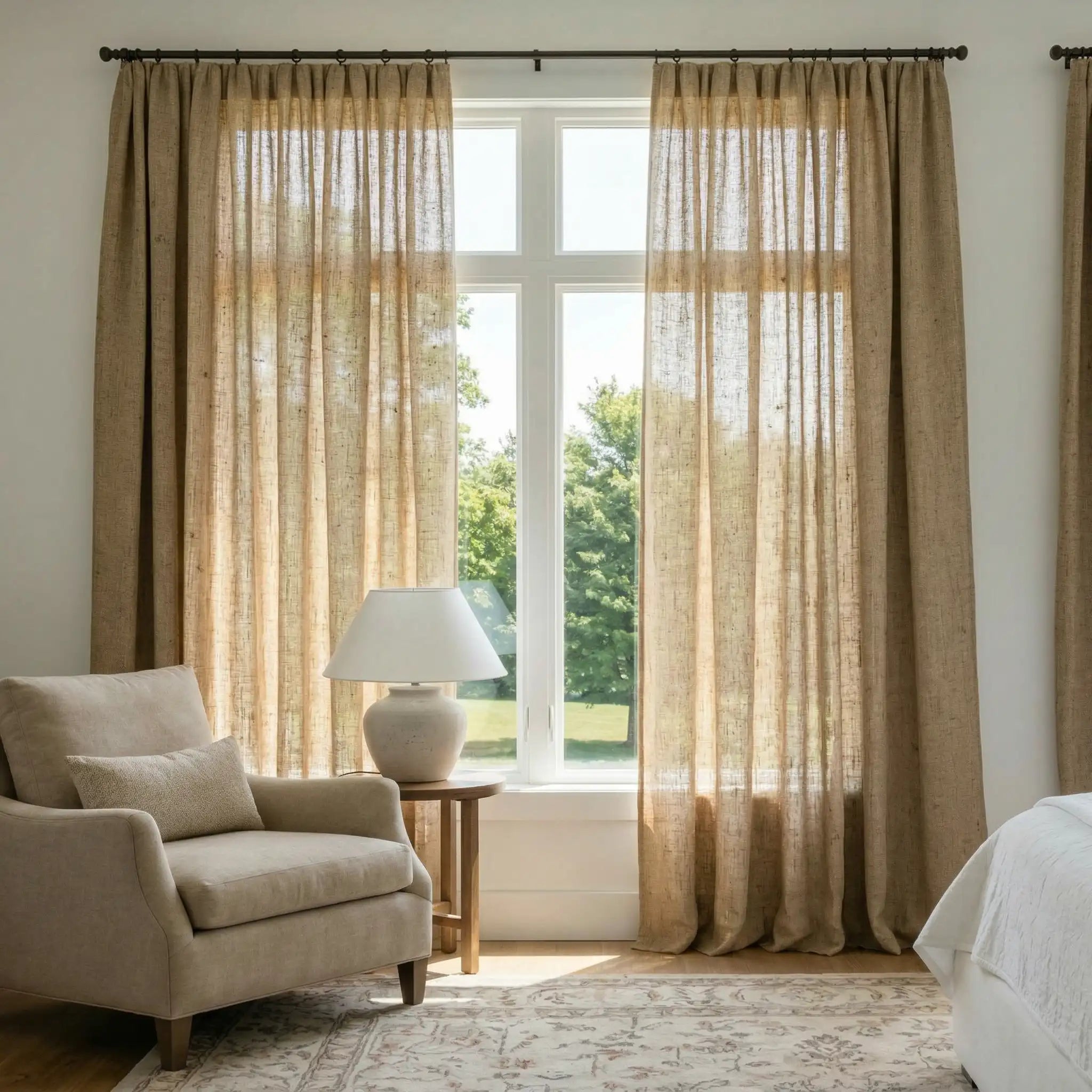 Custom Linen Semi-Blackout curtains – Natural Texture | USdrapery