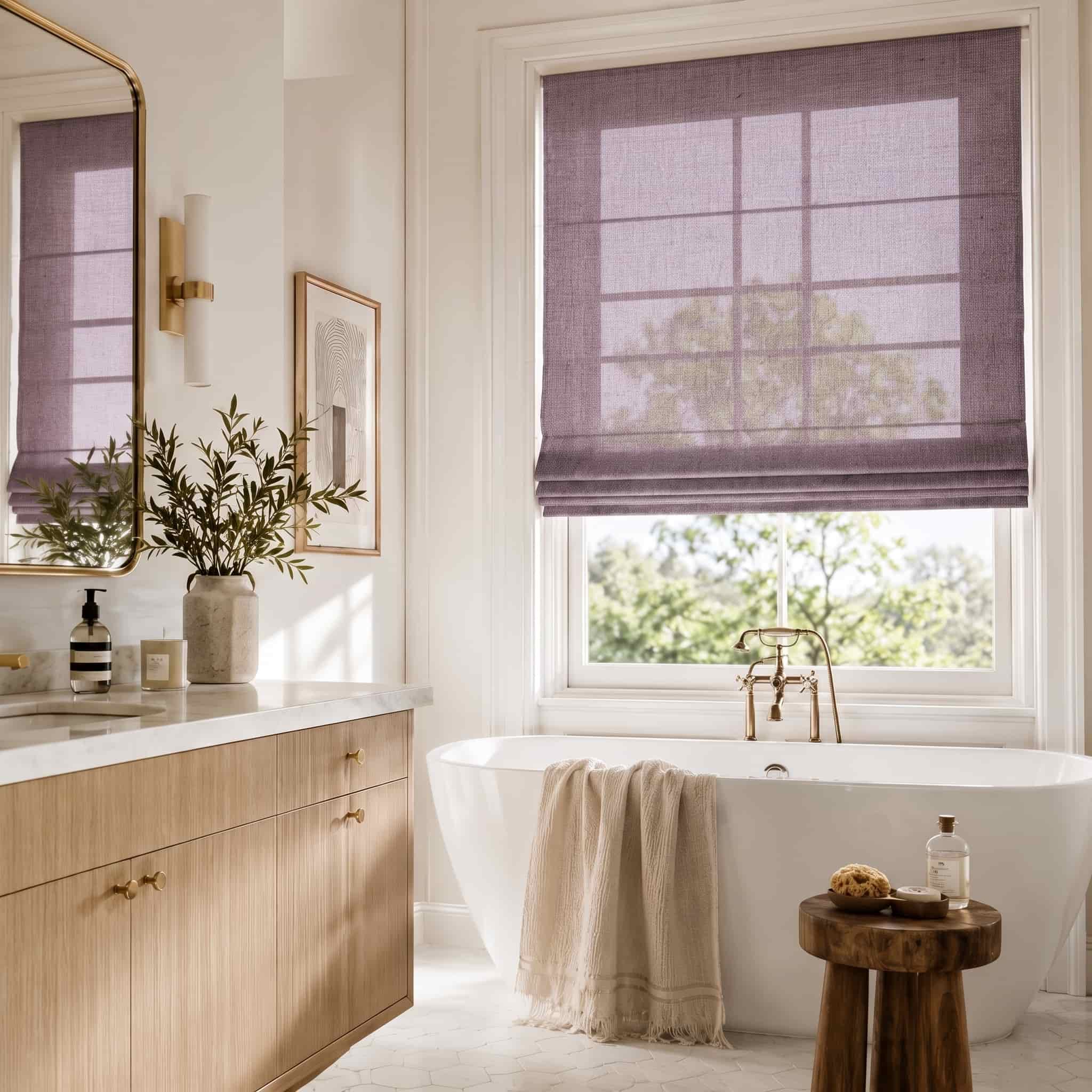 Custom Linen Roman Window Shades Cordless | USdrapery