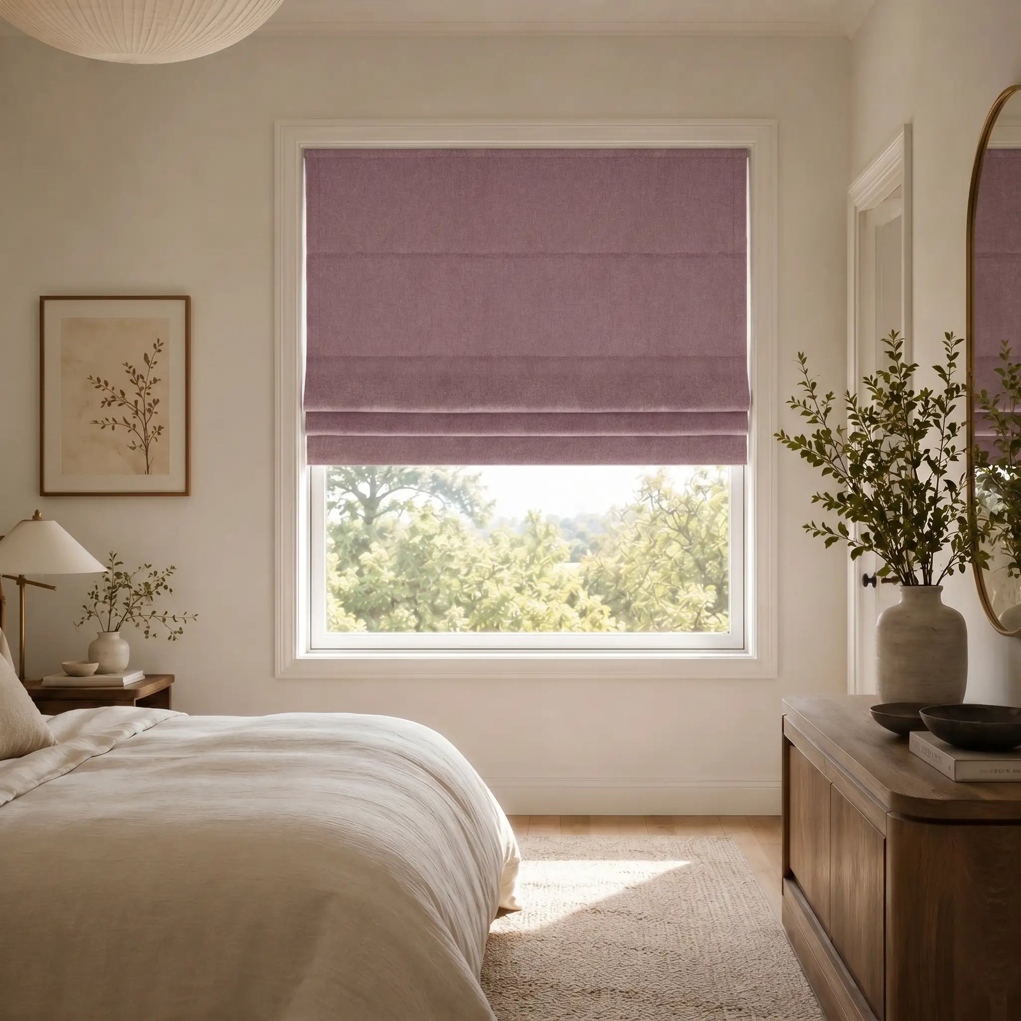 Custom Blackout Roman Shades for Modern Living Room | USdrapery
