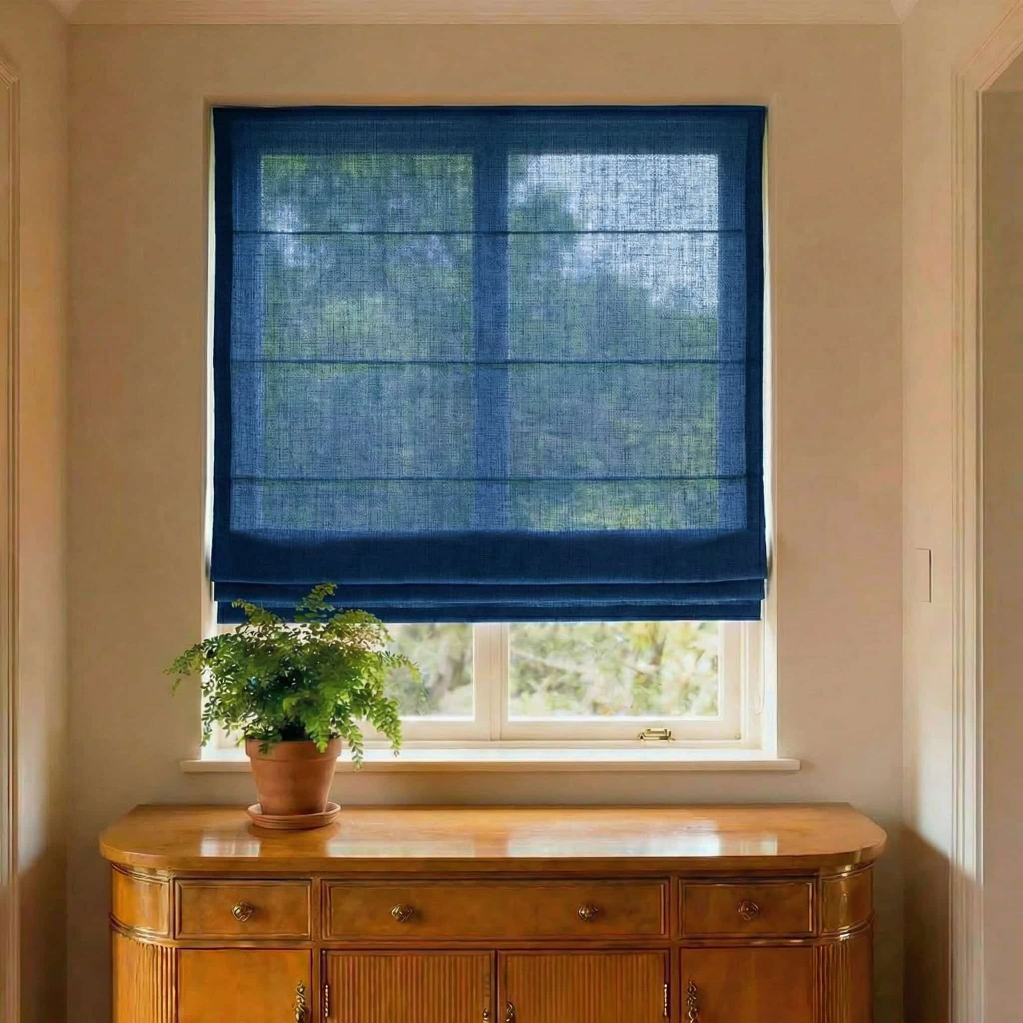 Custom Natural Breathable Light Filtering Linen Roman Shades | USdrapery