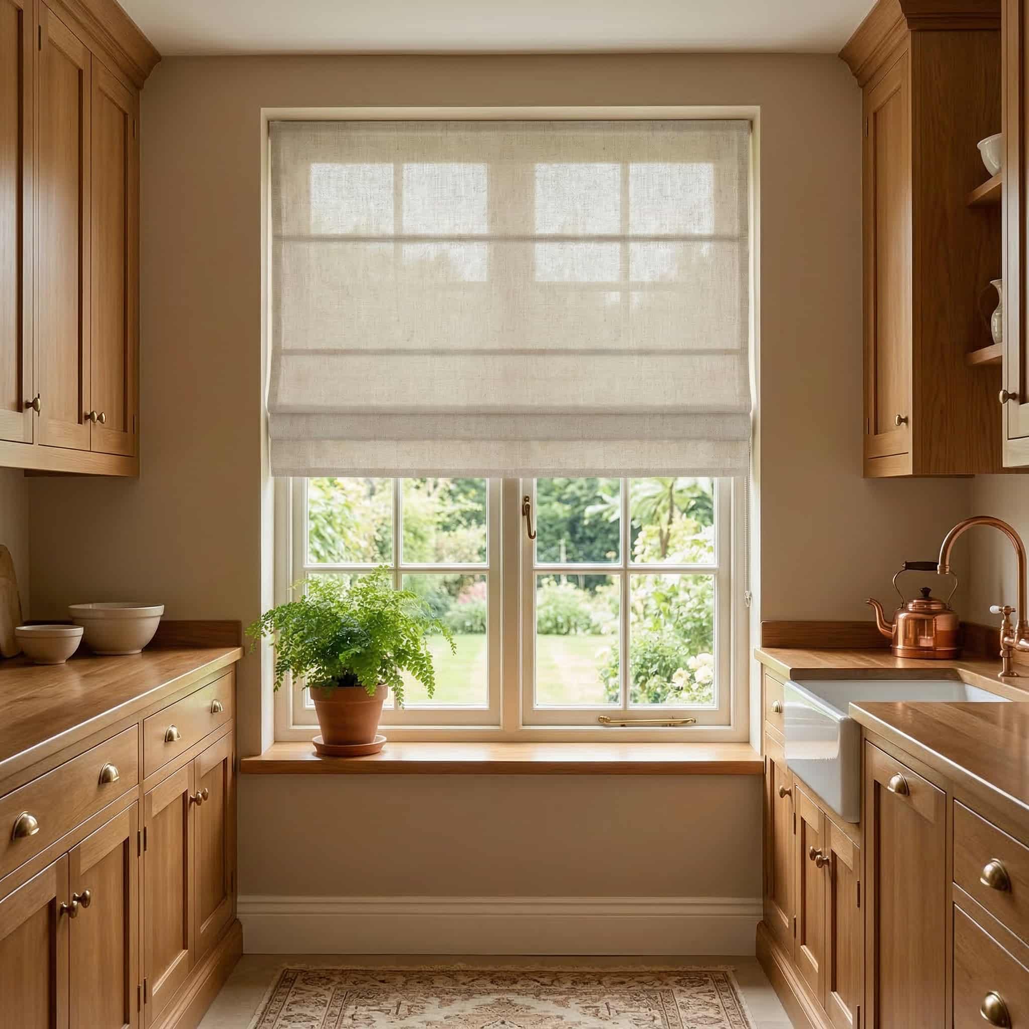 Custom Natural Breathable Light Filtering Linen Roman Shades | USdrapery
