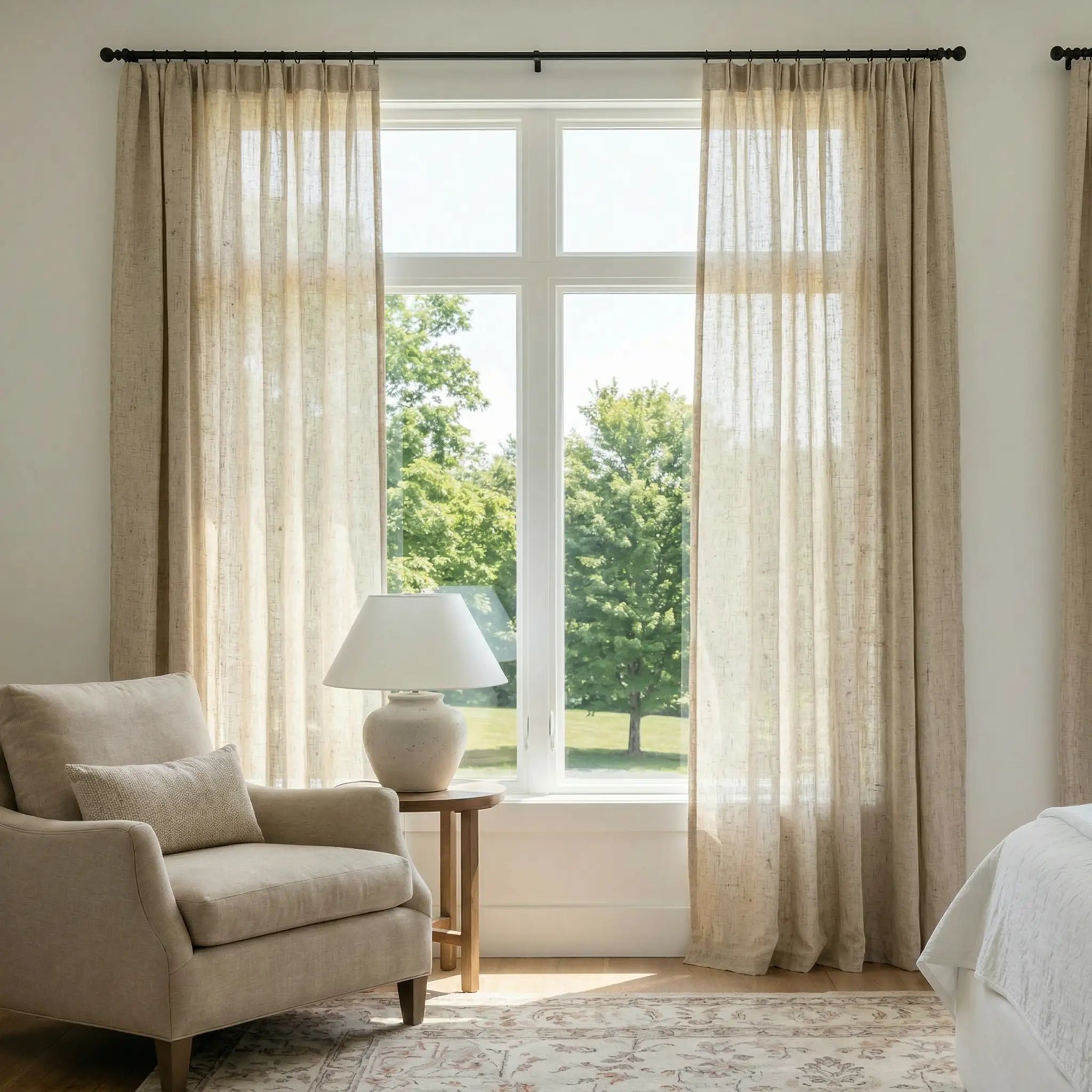 Custom Linen Semi-Blackout curtains – Natural Texture | USdrapery