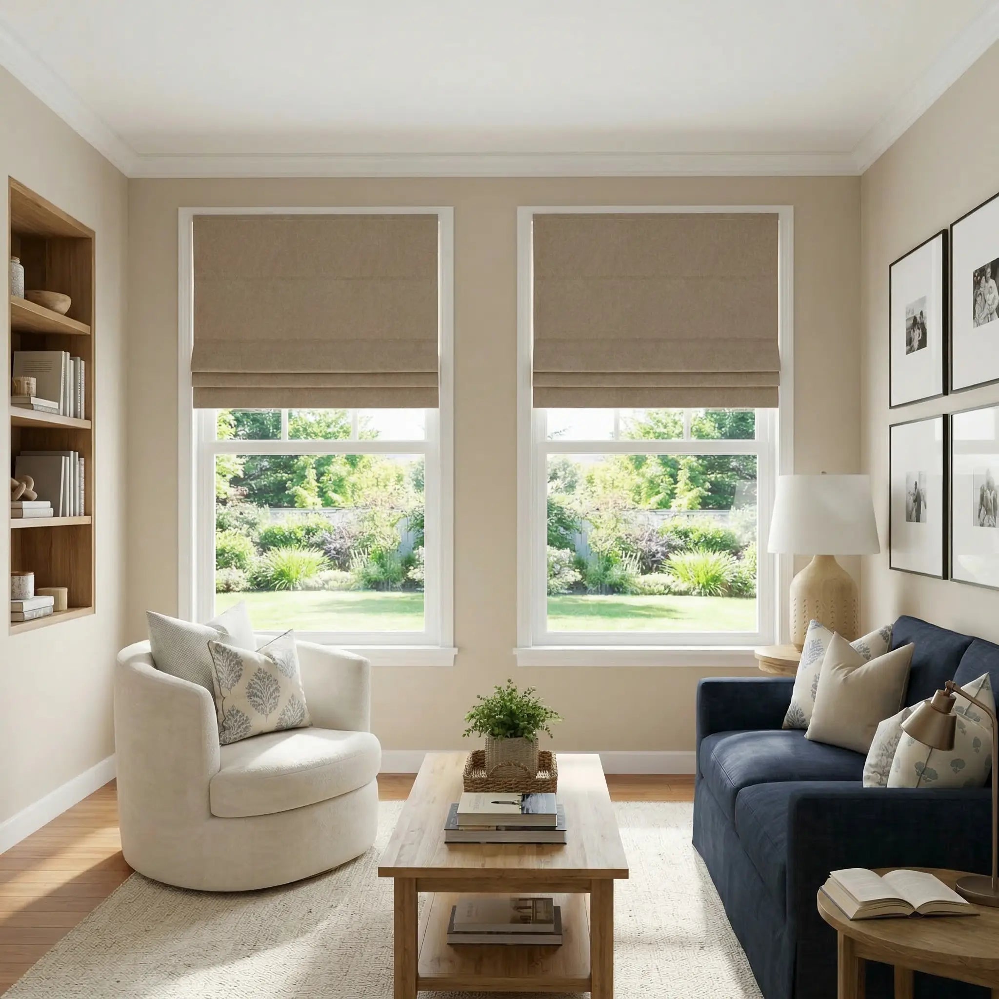 Custom Premium Linen 100% Blackout Roman Shades | USdrapery