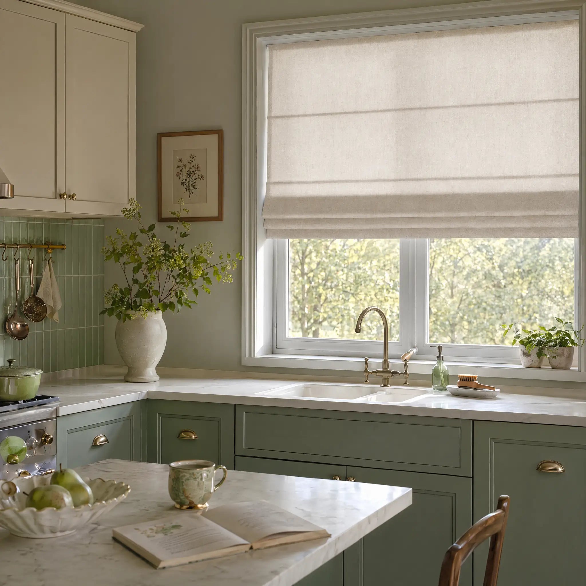 Custom Linen Cordless Roman Shades | USdrapery