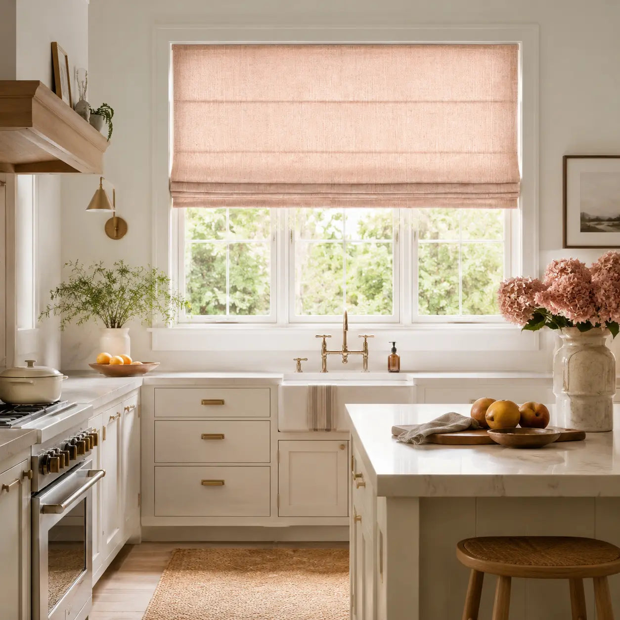 Custom Linen Roman Window Shades Cordless | USdrapery