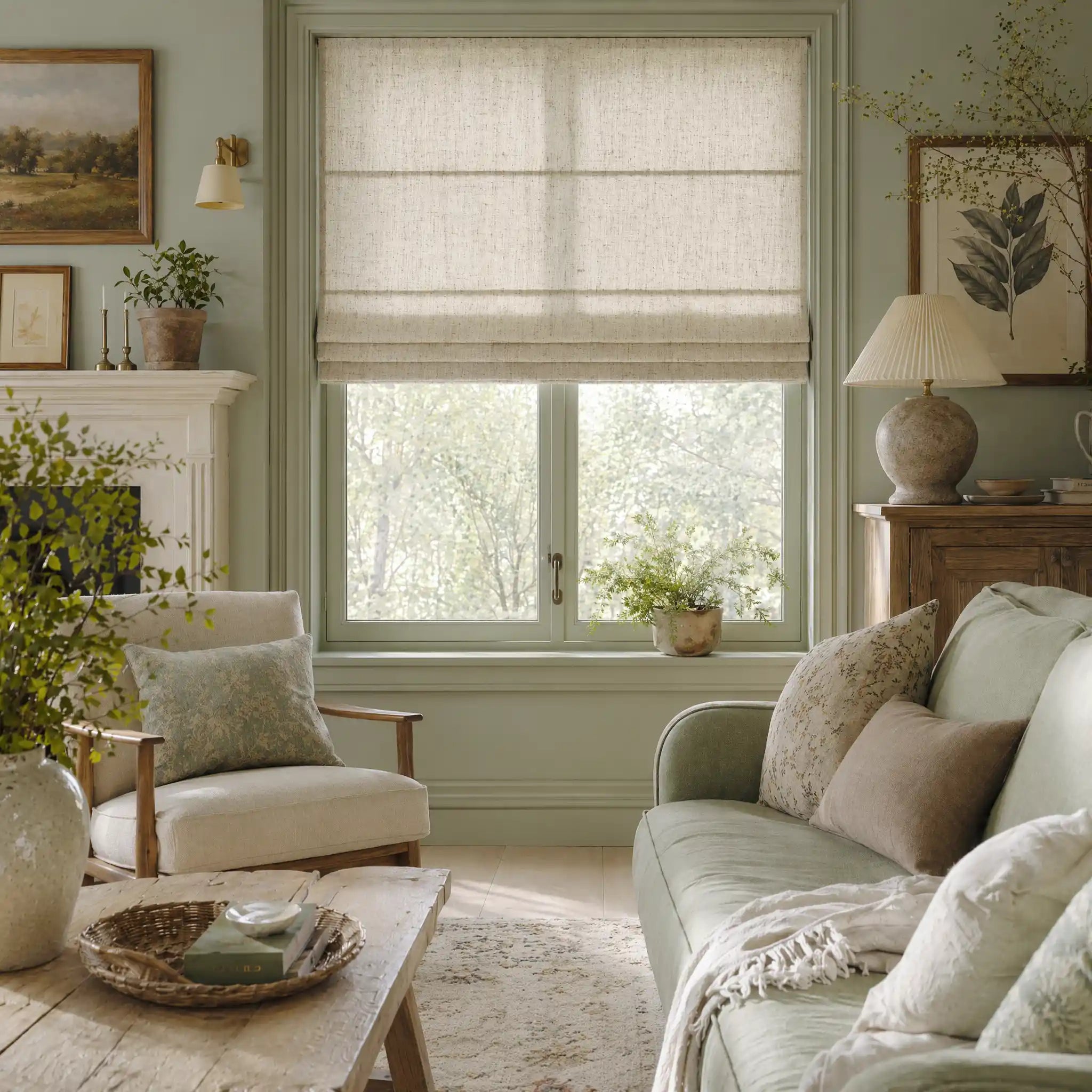 Custom Linen Cordless Roman Shades | USdrapery