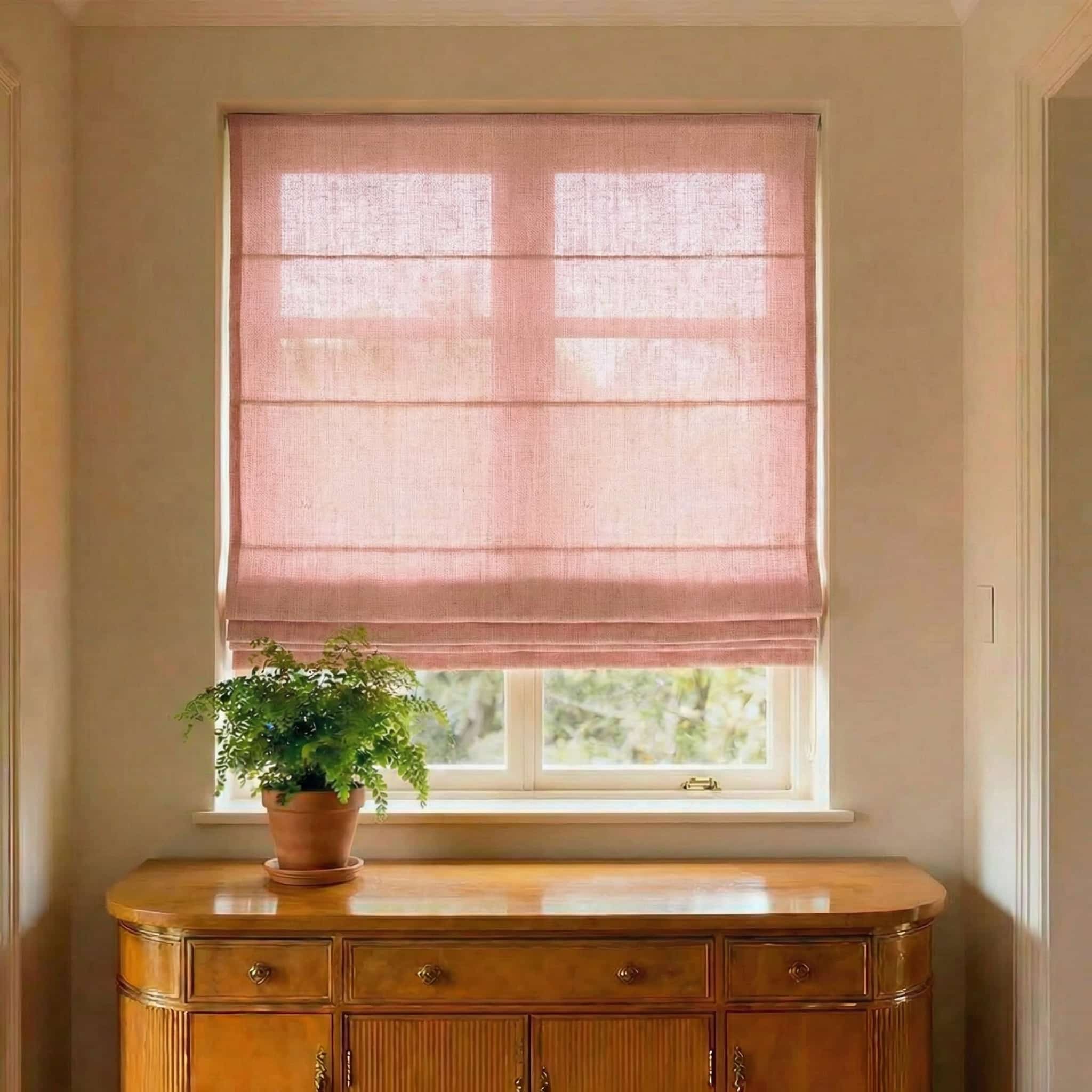 Custom Natural Breathable Light Filtering Linen Roman Shades | USdrapery