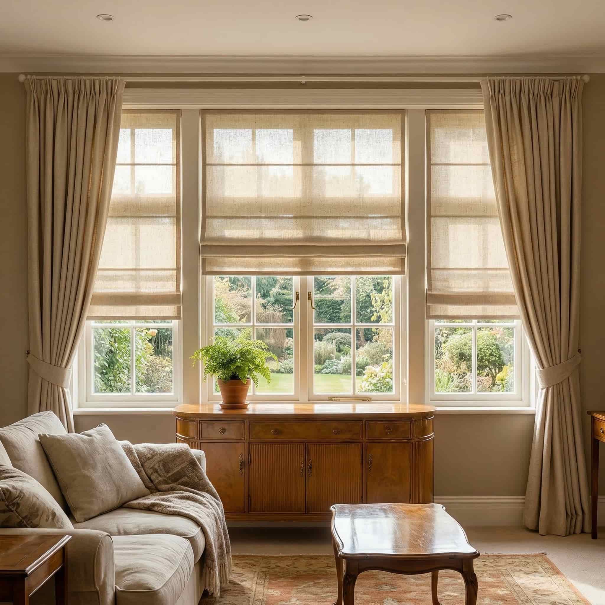 Custom Natural Breathable Light Filtering Linen Roman Shades | USdrapery