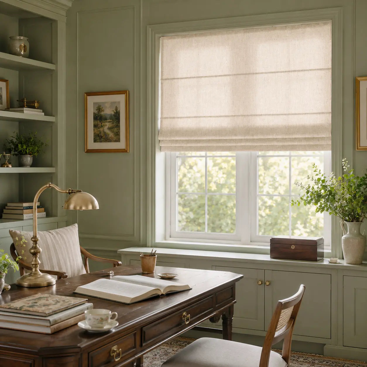 Custom Linen Cordless Roman Shades | USdrapery
