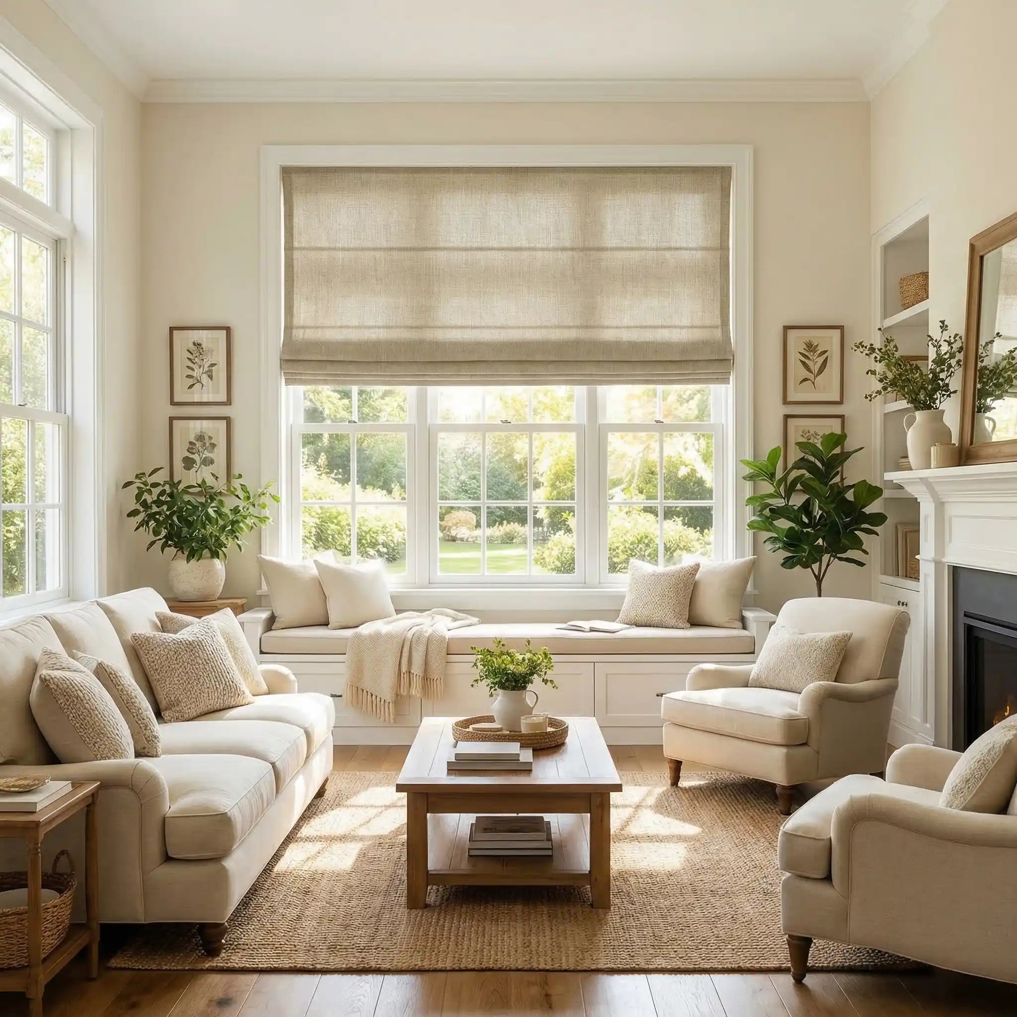Custom Elegant Textured Light Filtering Roman Shades | USdrapery