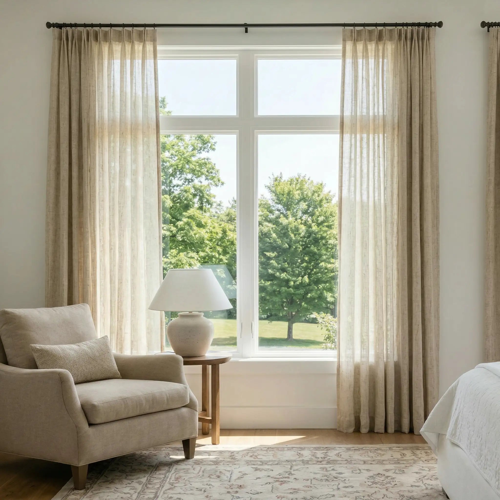 Custom Linen Semi-Blackout curtains – Natural Texture | USdrapery