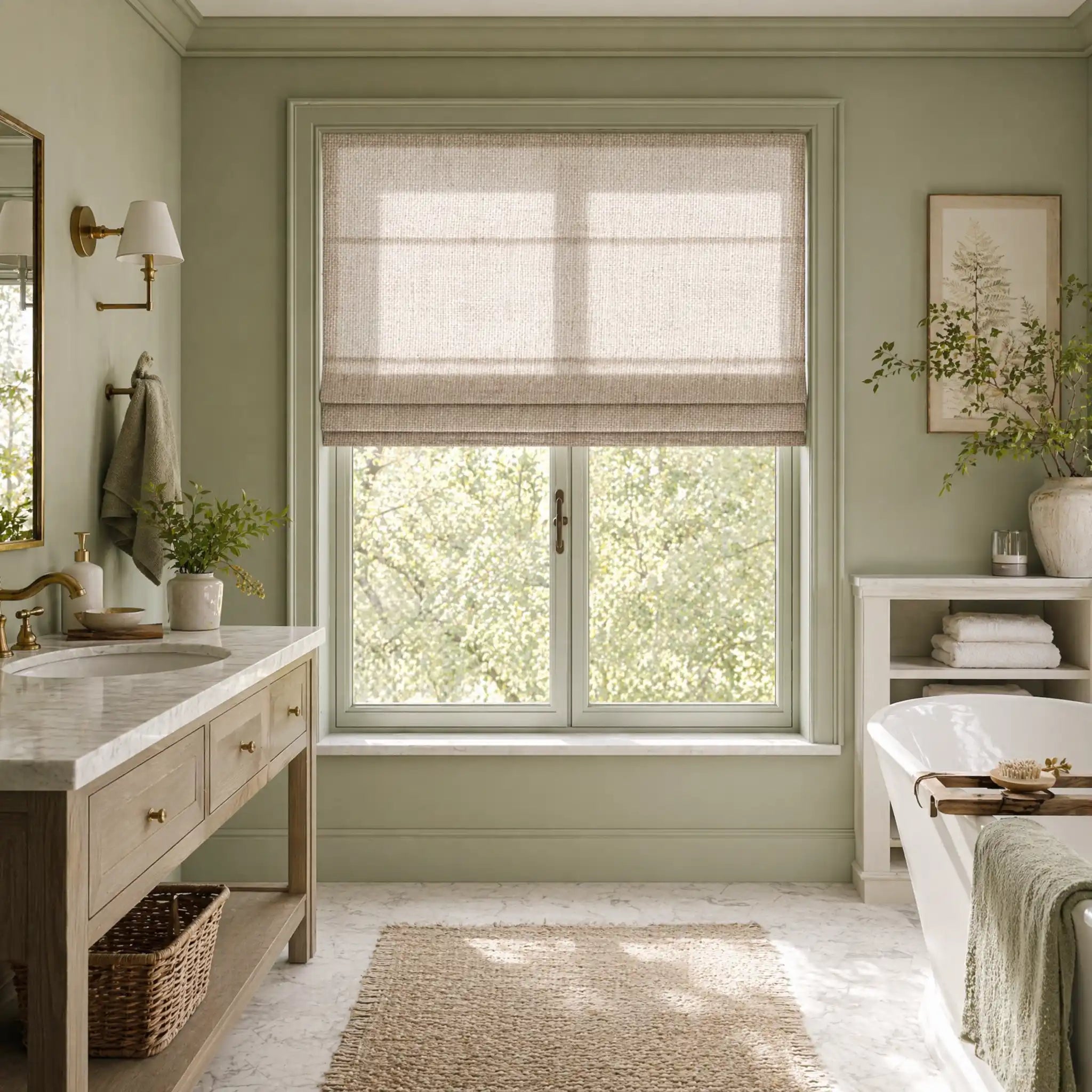 Custom Linen Cordless Roman Shades | USdrapery