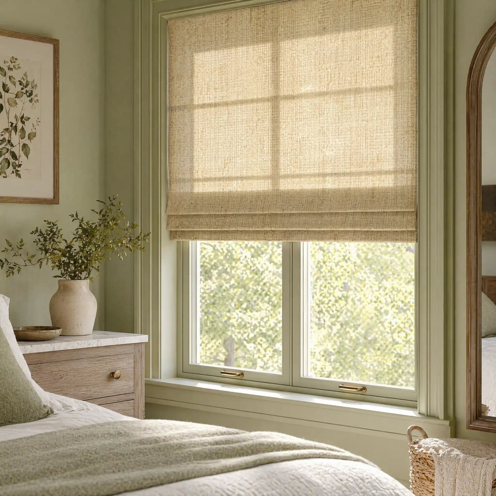 Custom Linen Cordless Roman Shades | USdrapery