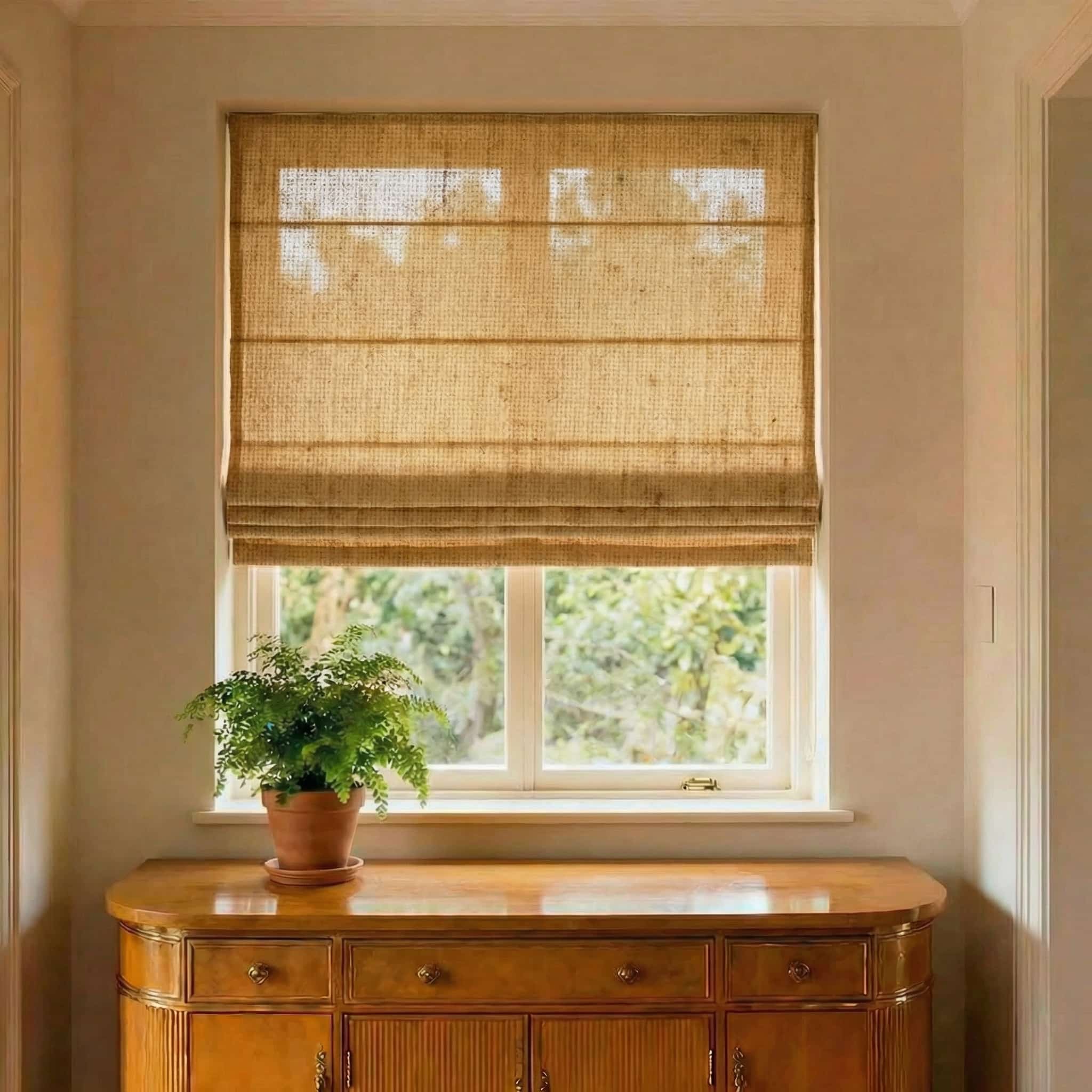 Custom Natural Breathable Light Filtering Linen Roman Shades | USdrapery