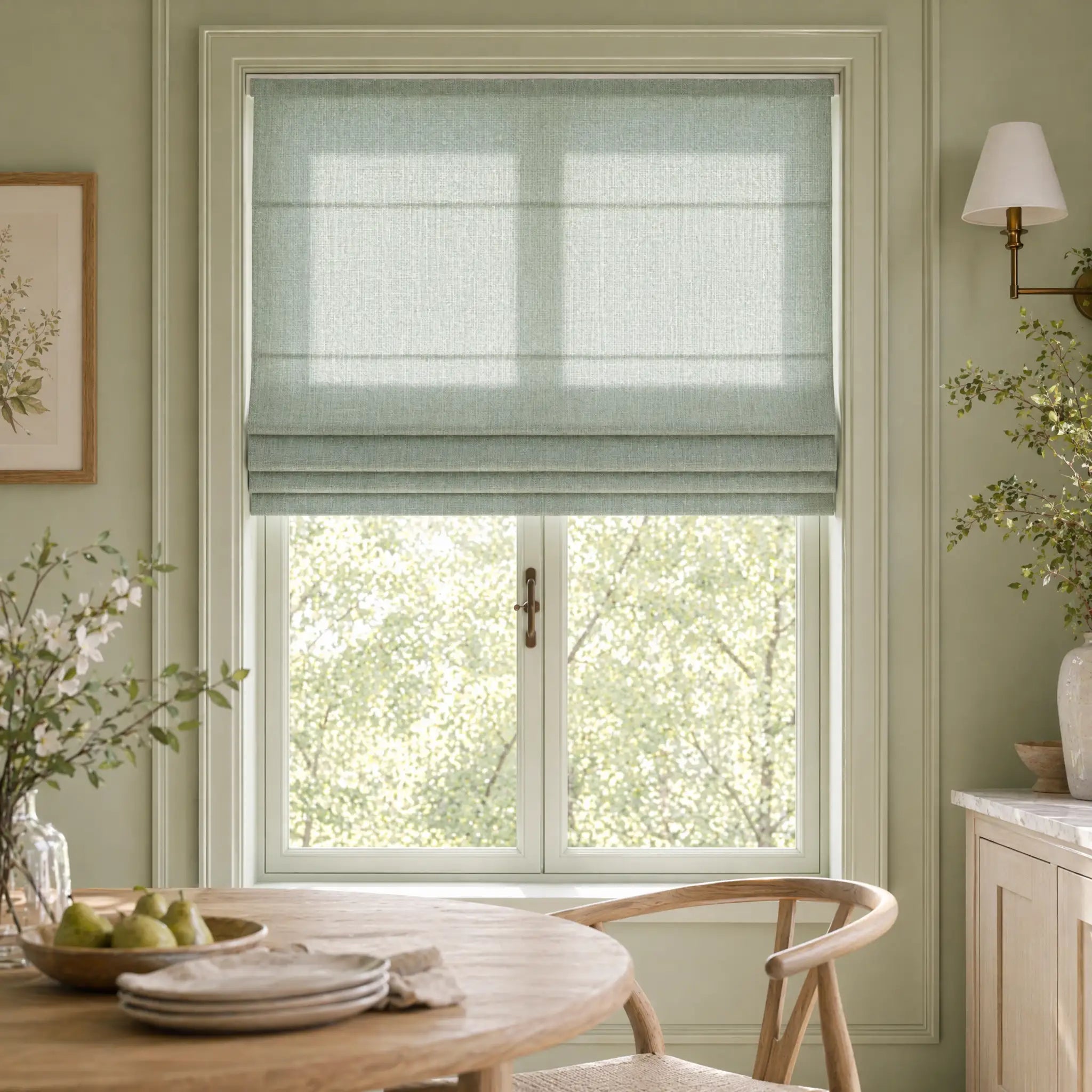 Custom Linen Cordless Roman Shades | USdrapery