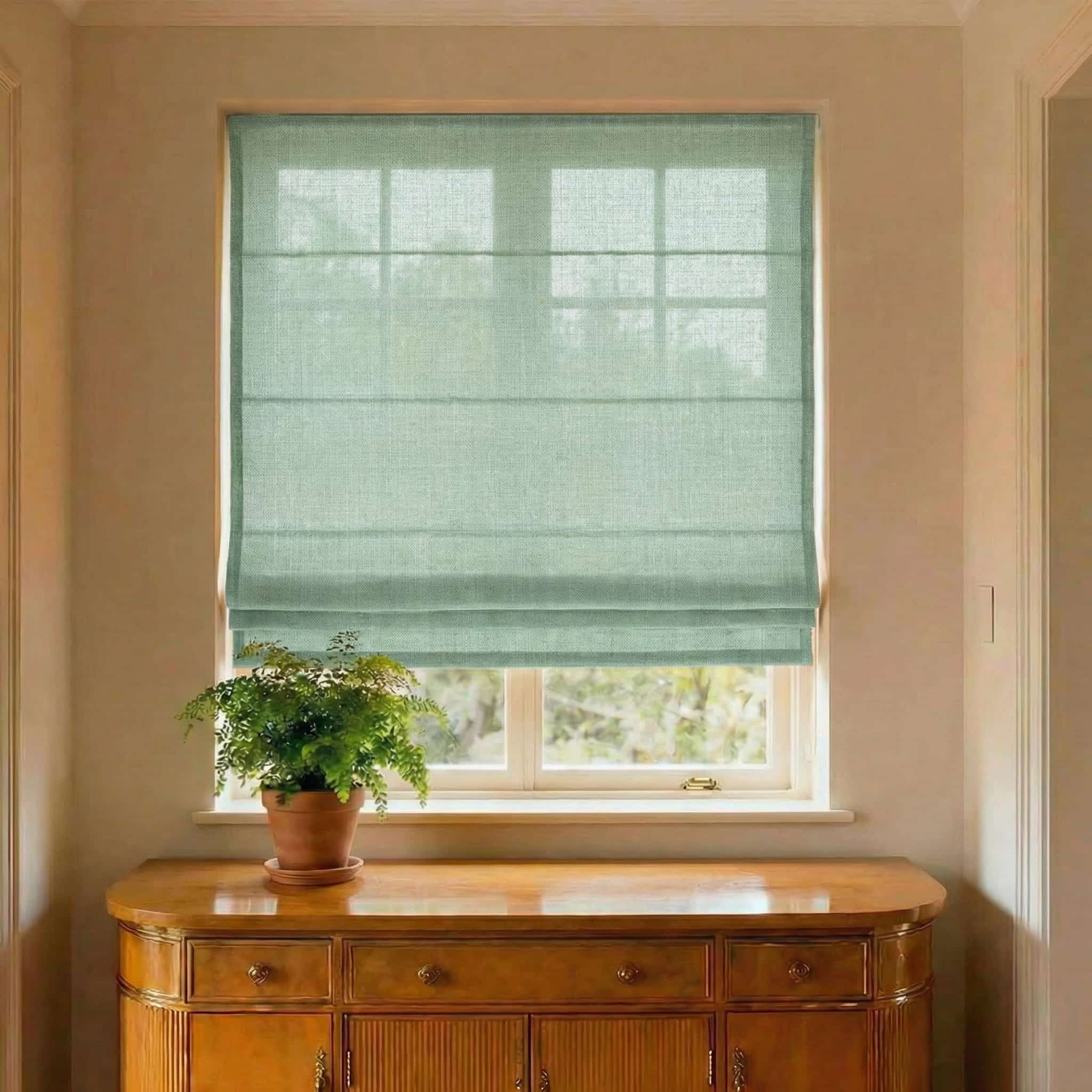 Custom Natural Breathable Light Filtering Linen Roman Shades | USdrapery