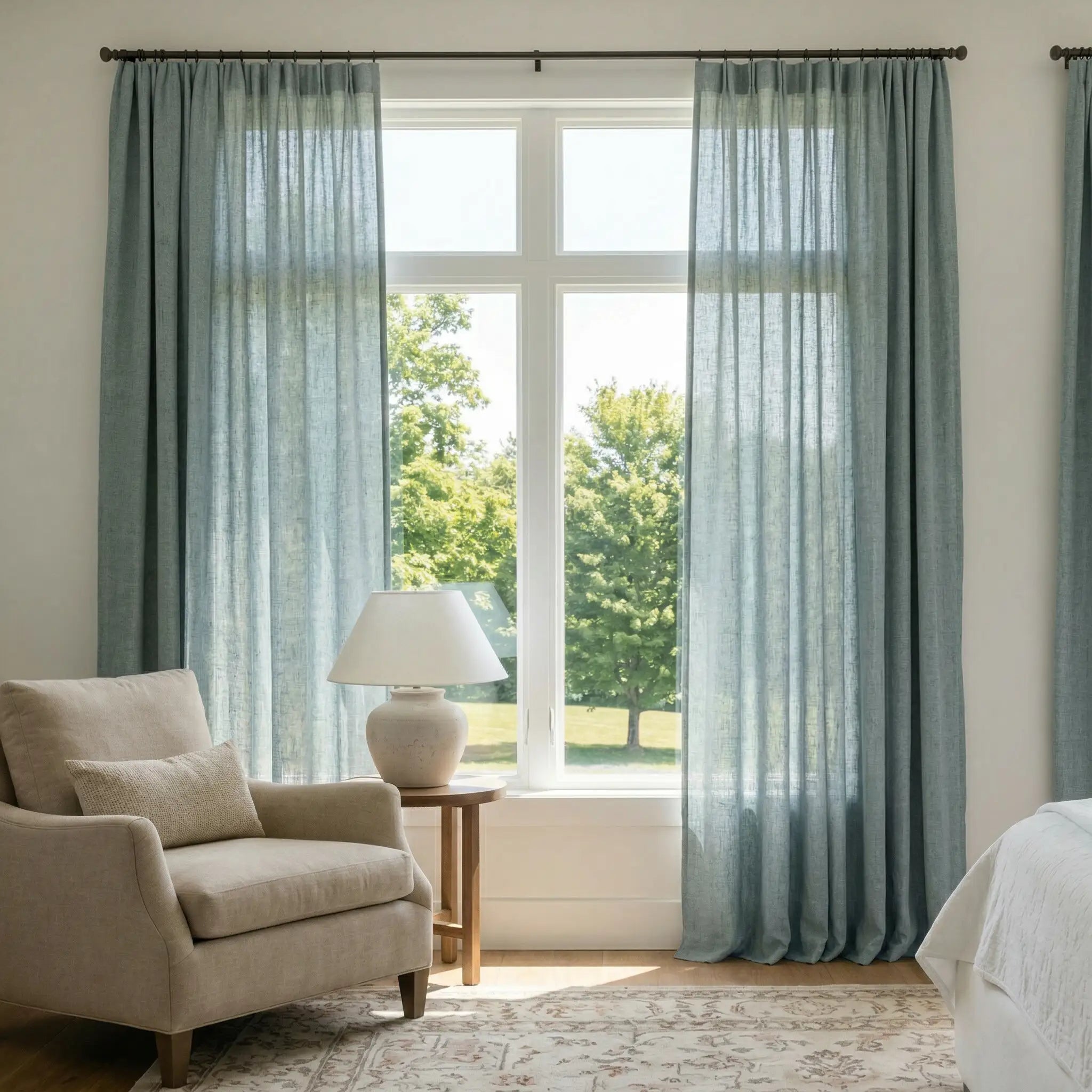 Custom Linen Semi-Blackout curtains – Natural Texture | USdrapery