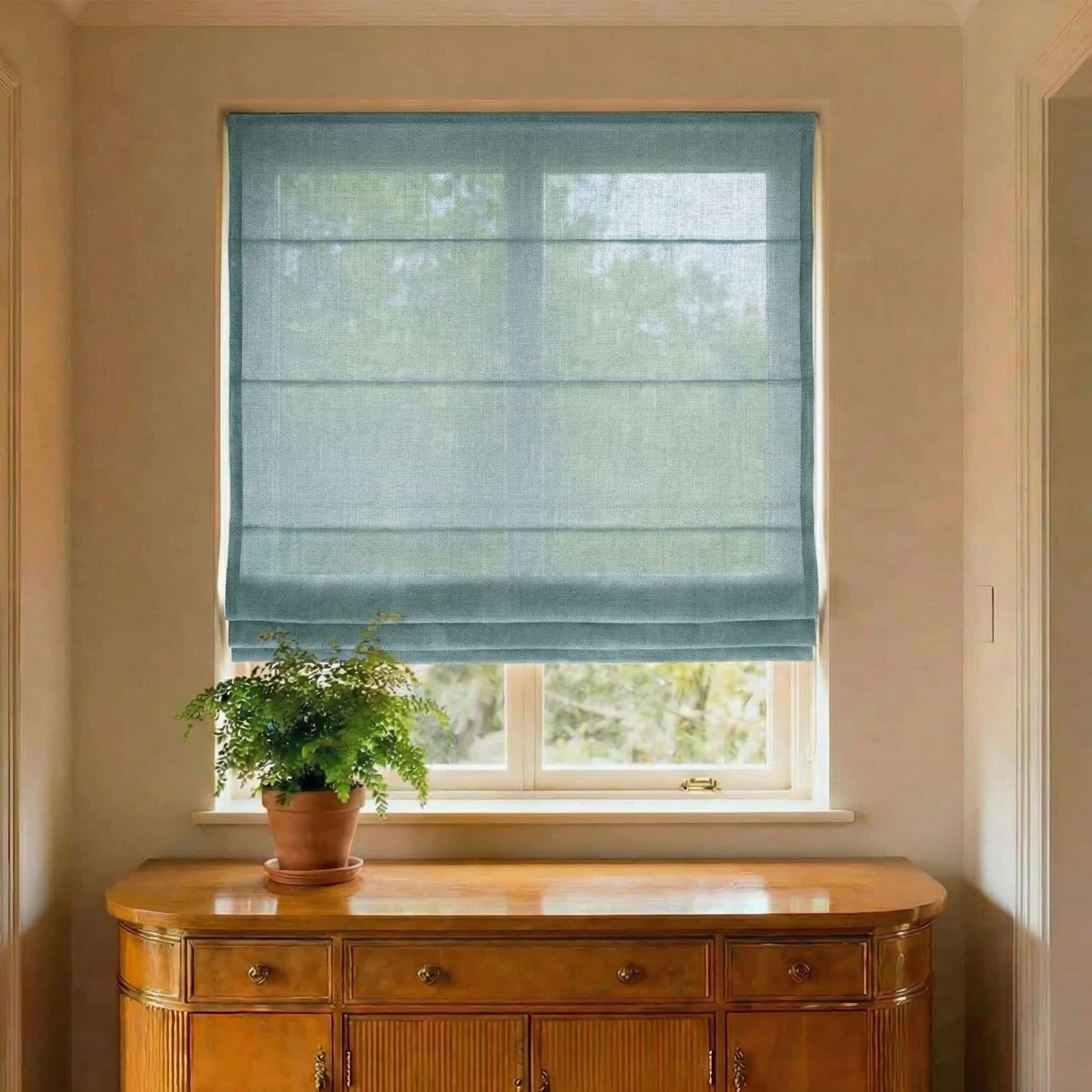 Custom Natural Breathable Light Filtering Linen Roman Shades | USdrapery