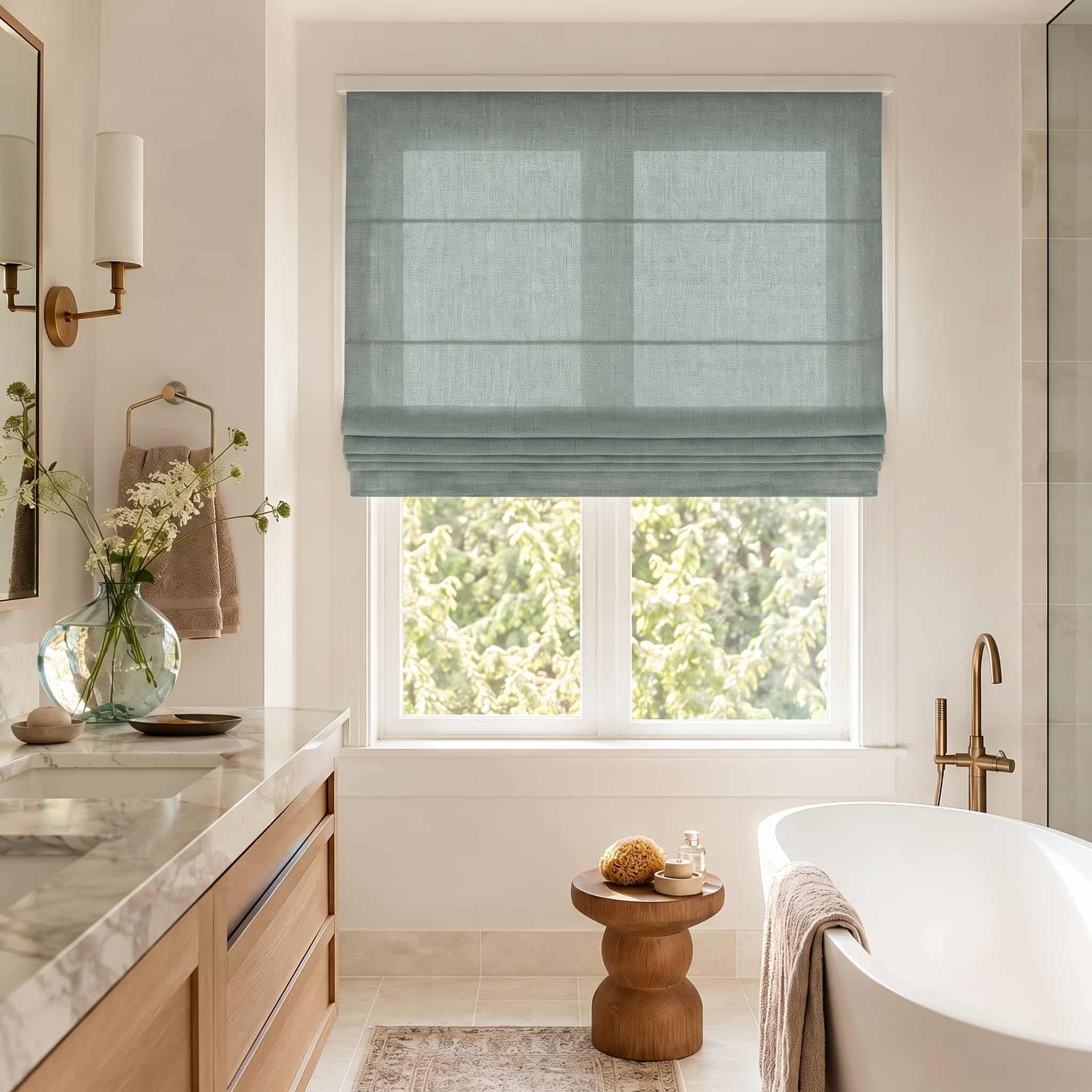 Custom Linen Roman Window Shades Cordless | USdrapery