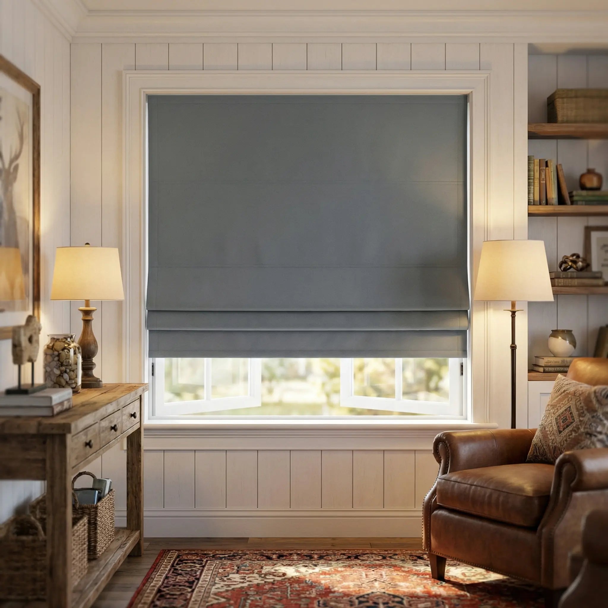 Natural Blackout Linen Roman Shades – Corded or Cordless | USdrapery