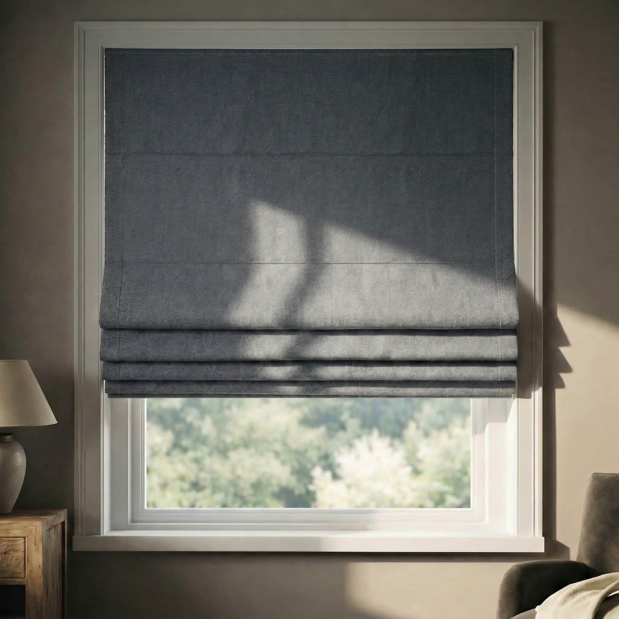 Custom Premium Linen 100% Blackout Roman Shades | USdrapery