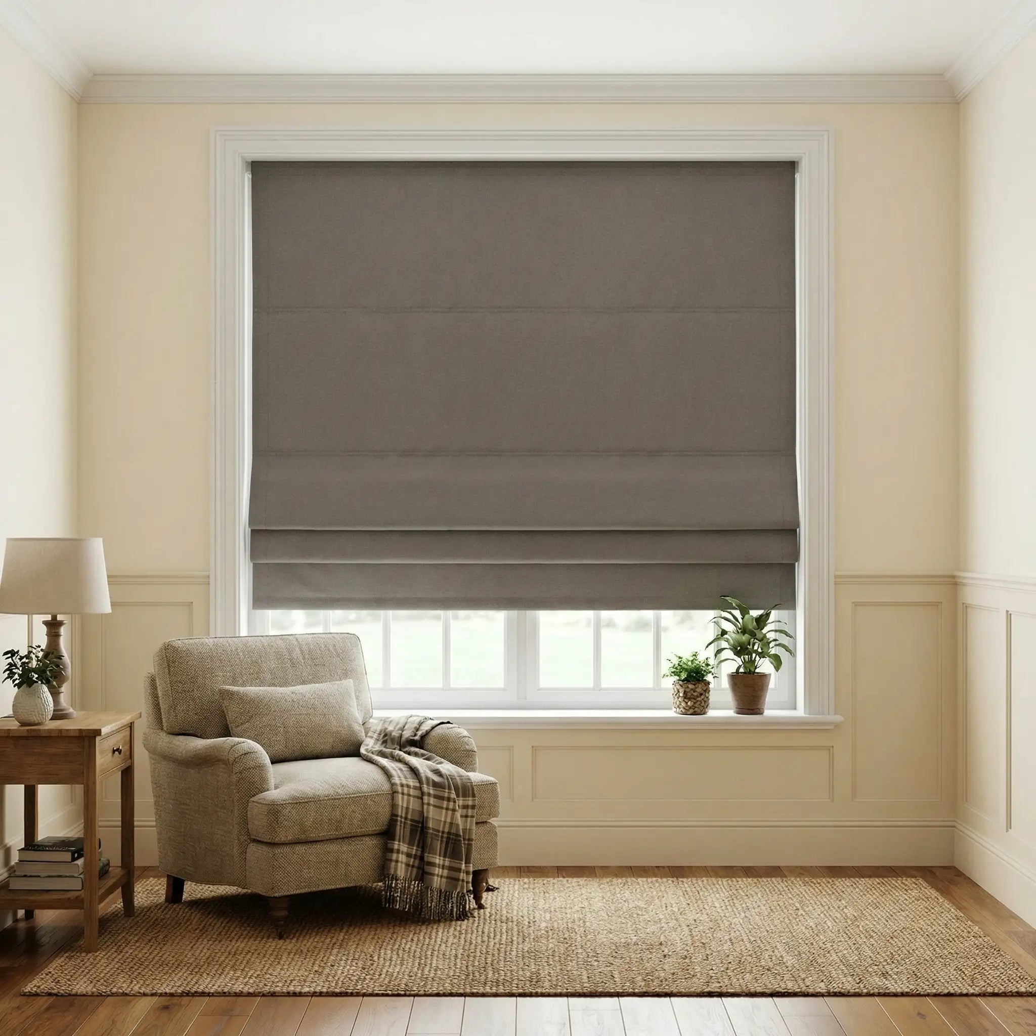 Natural Blackout Linen Roman Shades – Corded or Cordless | USdrapery