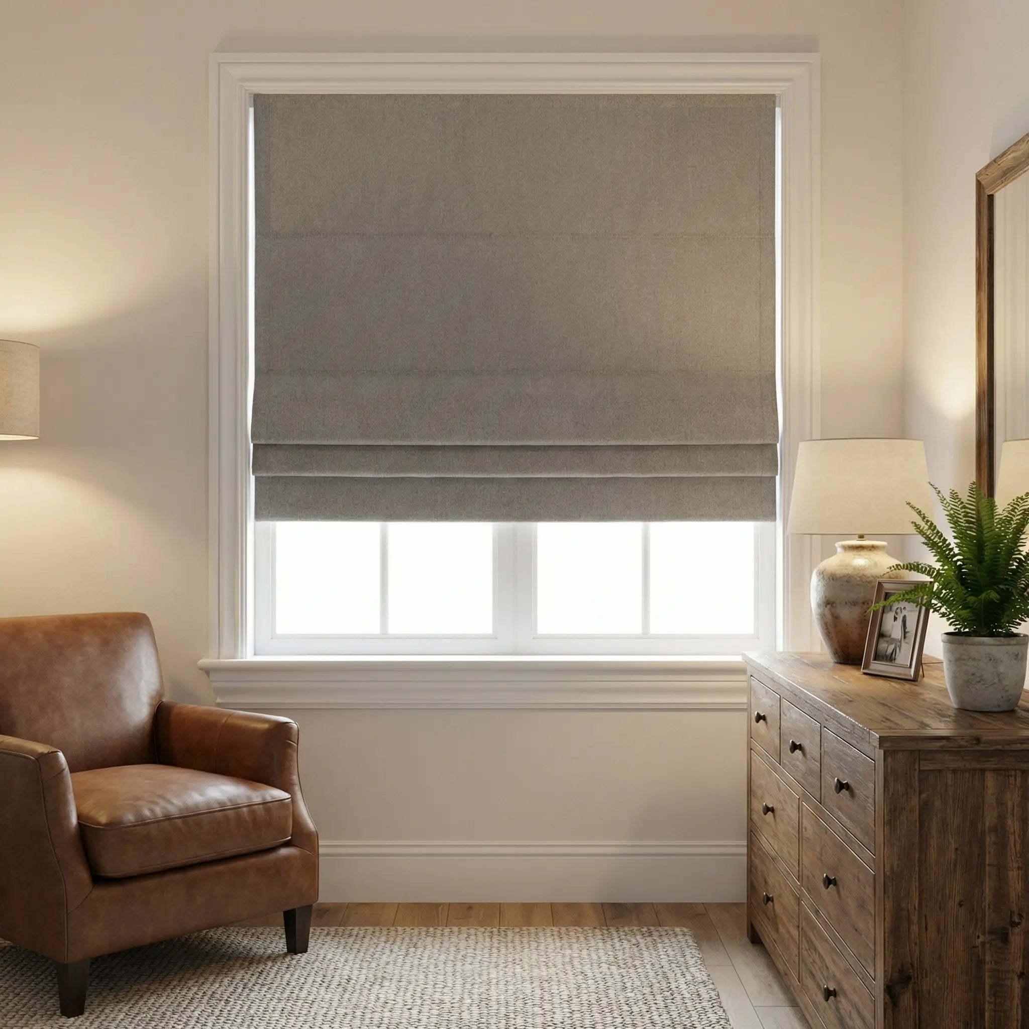Natural Blackout Linen Roman Shades – Corded or Cordless | USdrapery
