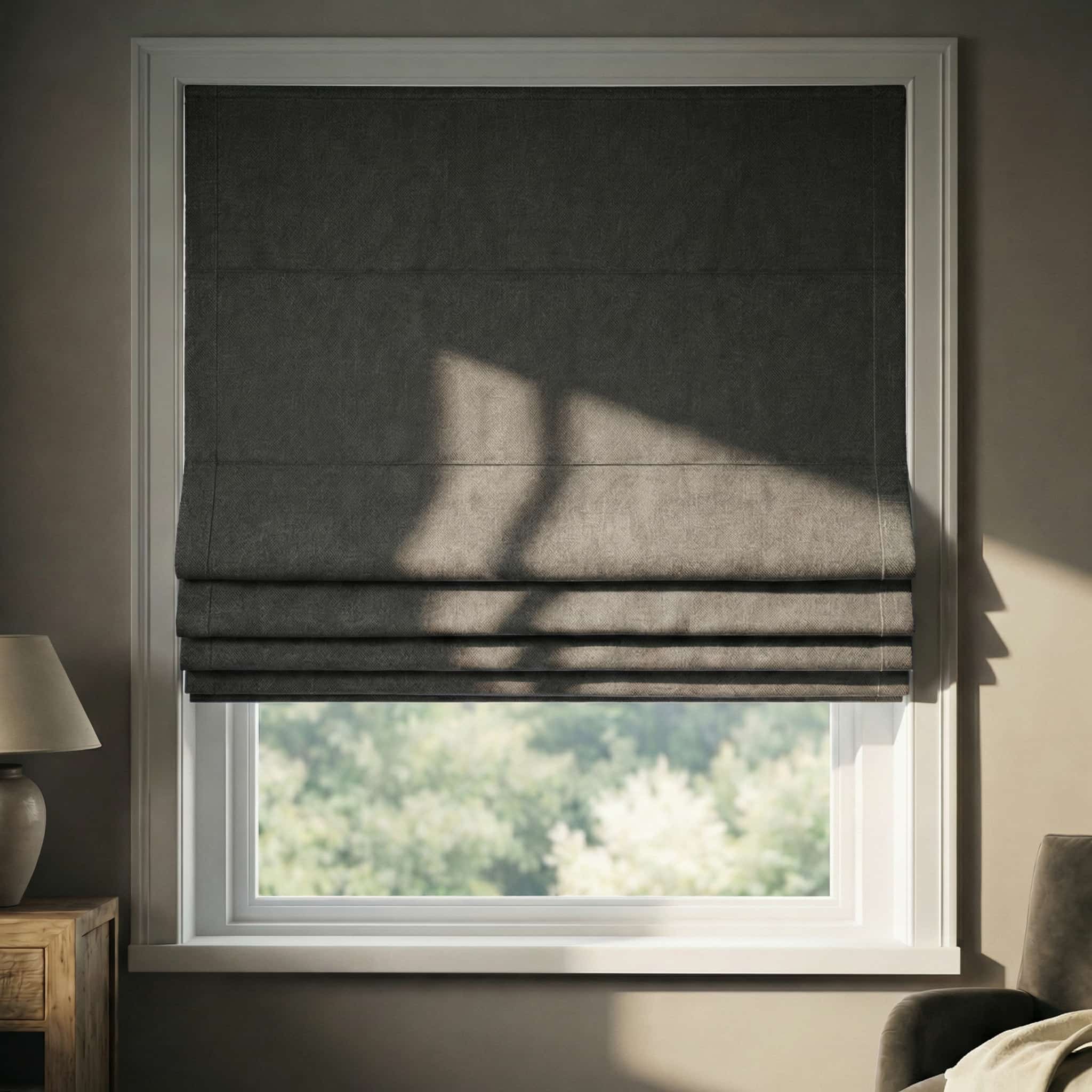 Custom Premium Linen 100% Blackout Roman Shades | USdrapery