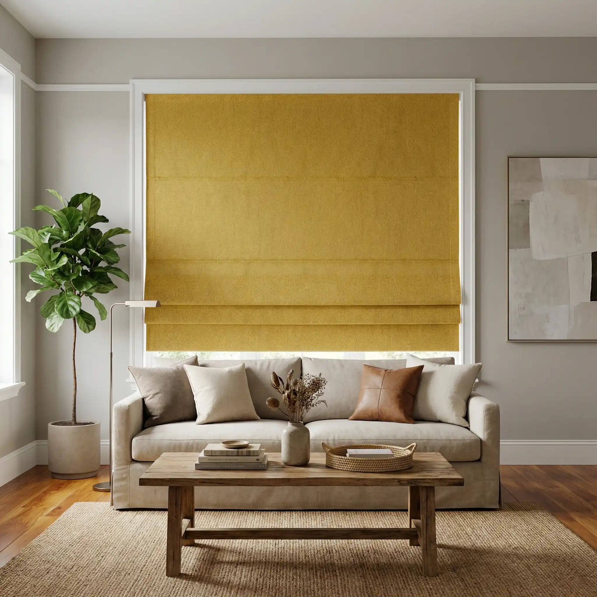 Natural Blackout Linen Roman Shades – Corded or Cordless | USdrapery