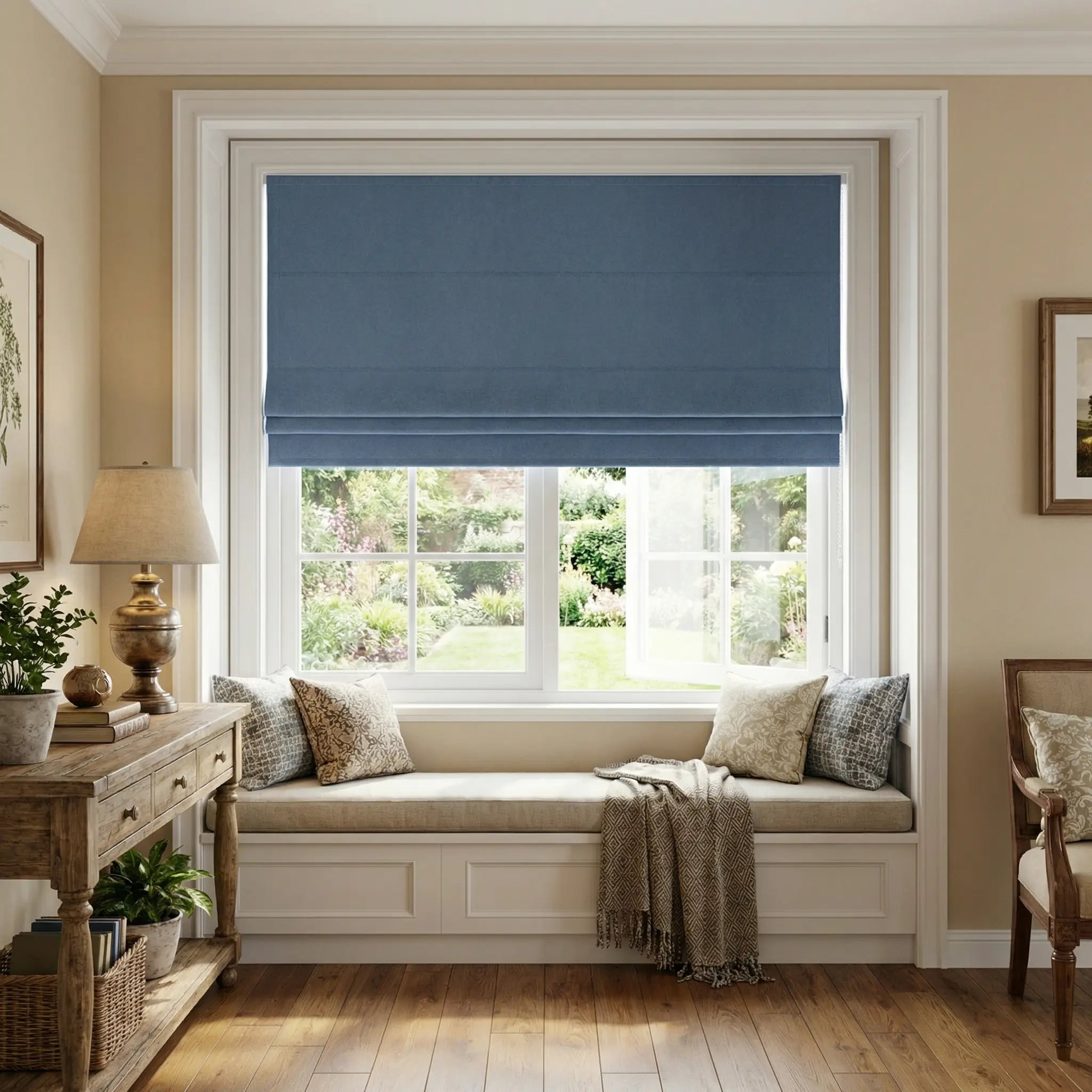 Natural Blackout Linen Roman Shades – Corded or Cordless | USdrapery