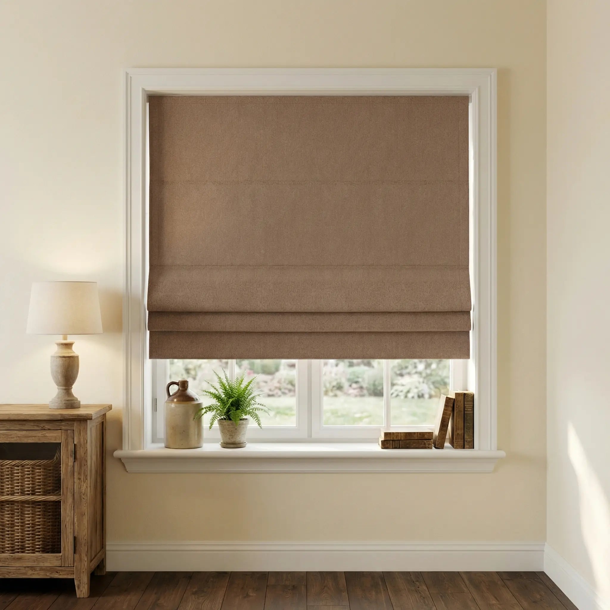 Natural Blackout Linen Roman Shades – Corded or Cordless | USdrapery