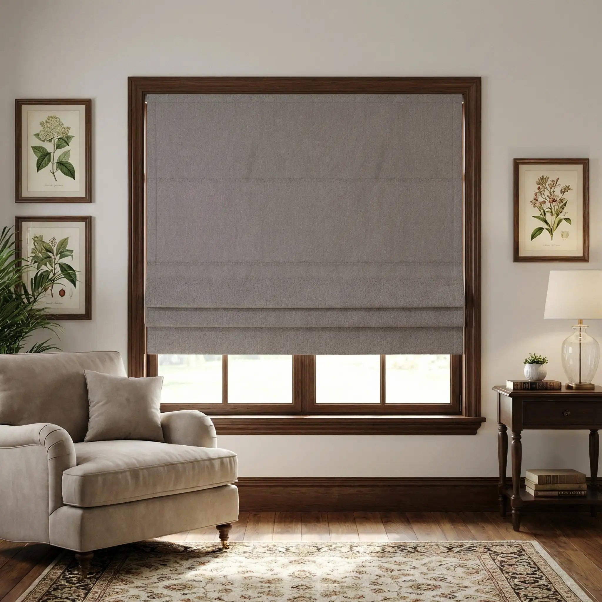 Natural Blackout Linen Roman Shades – Corded or Cordless | USdrapery