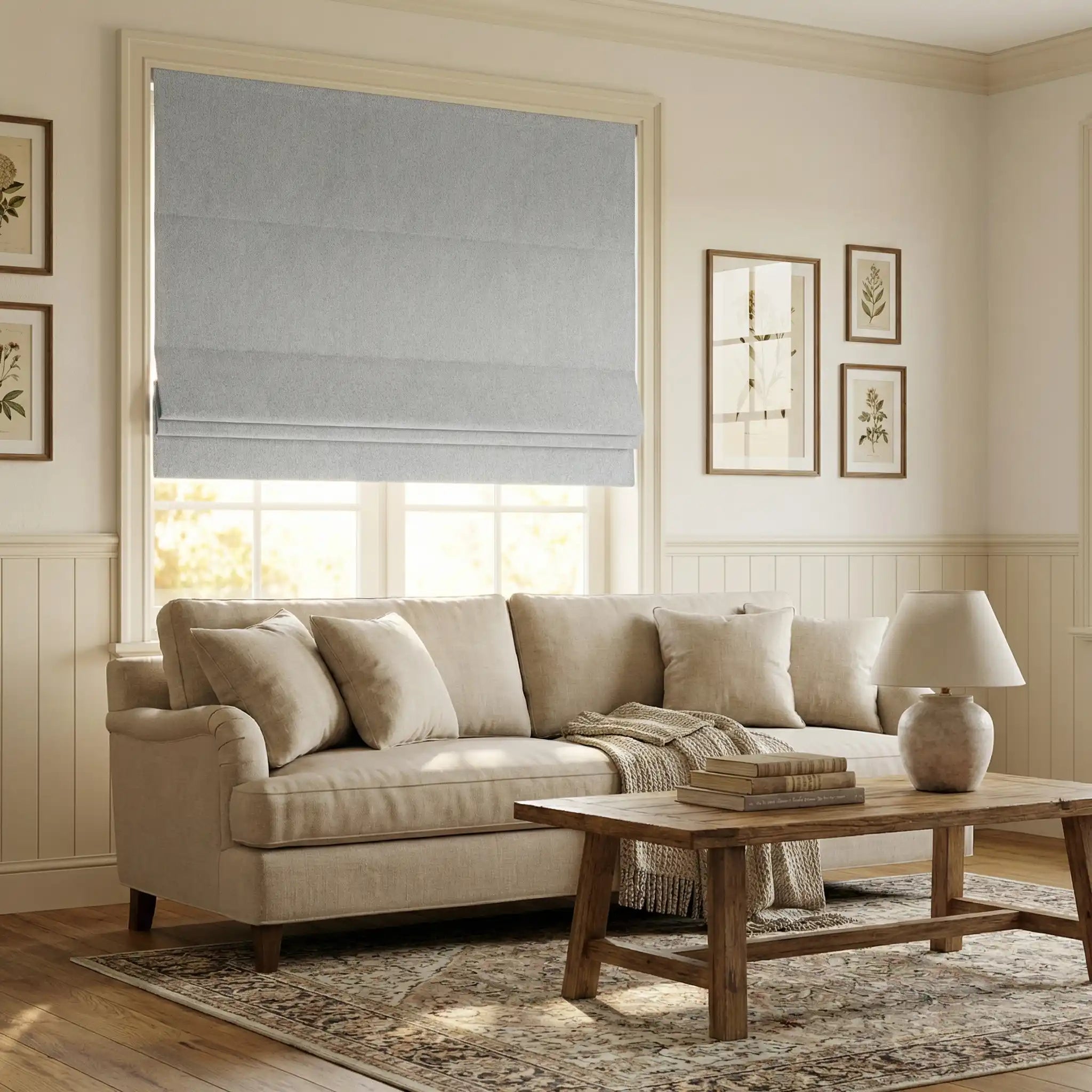 Natural Blackout Linen Roman Shades – Corded or Cordless | USdrapery